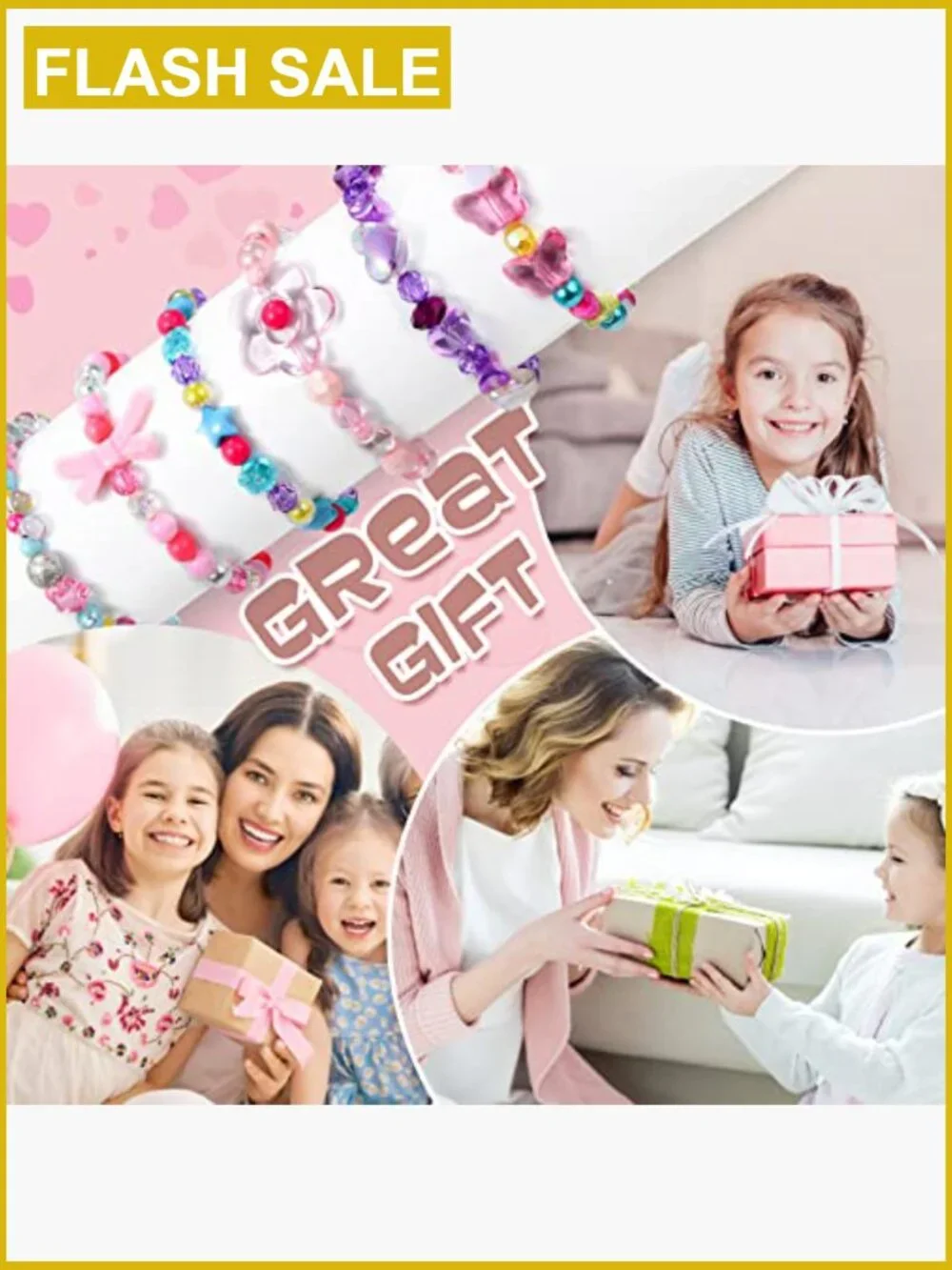 18 Pcs Kids Jewelry Set Bracelets Necklaces Rings Unicorn Butterfly Beaded